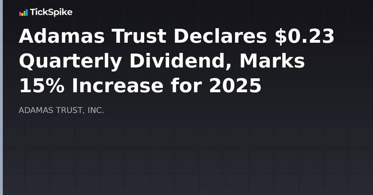 Adamas Trust Declares $0.23 Quarterly Dividend, Marks 15% Increase for 2025