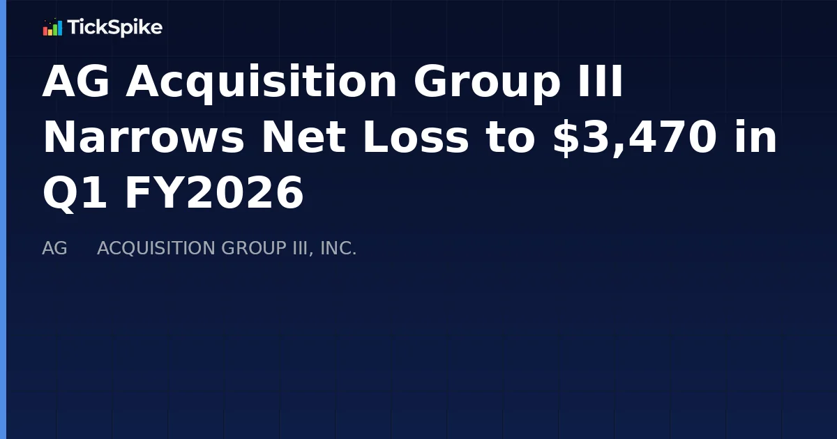 AG Acquisition Group III Narrows Net Loss to $3,470 in Q1 FY2026