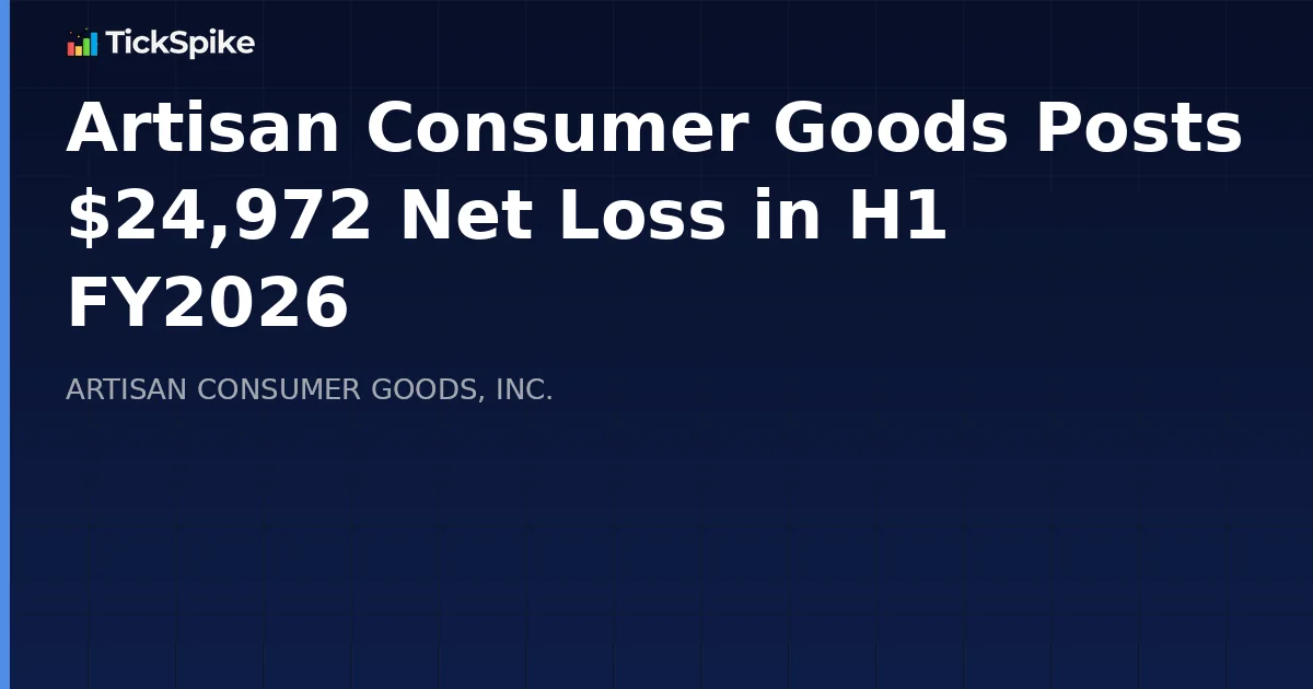 Artisan Consumer Goods Posts $24,972 Net Loss in H1 FY2026