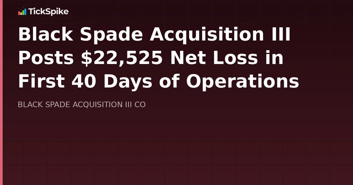 Black Spade Acquisition III Posts $22,525 Net Loss in First 40 Days of Operations