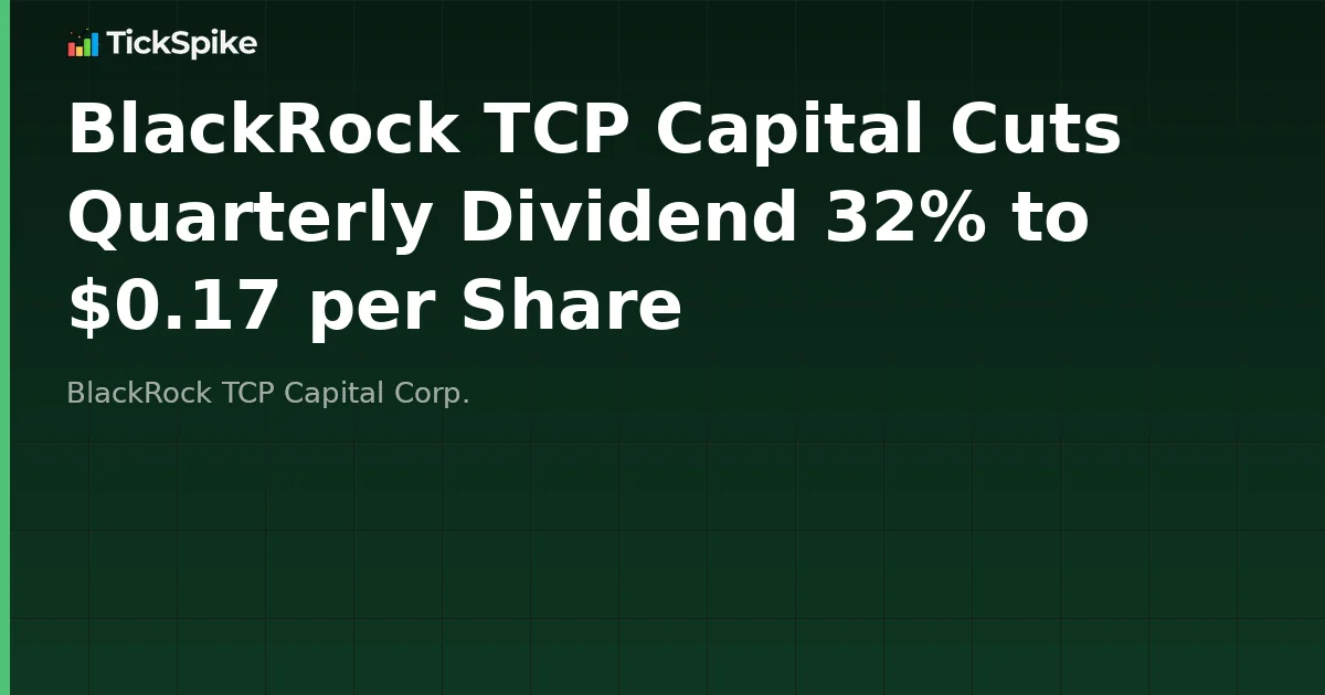 BlackRock TCP Capital Cuts Quarterly Dividend 32% to $0.17 per Share