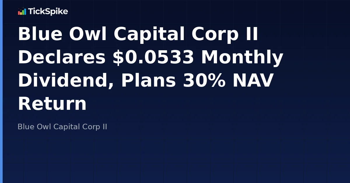 Blue Owl Capital Corp II Declares $0.0533 Monthly Dividend, Plans 30% NAV Return