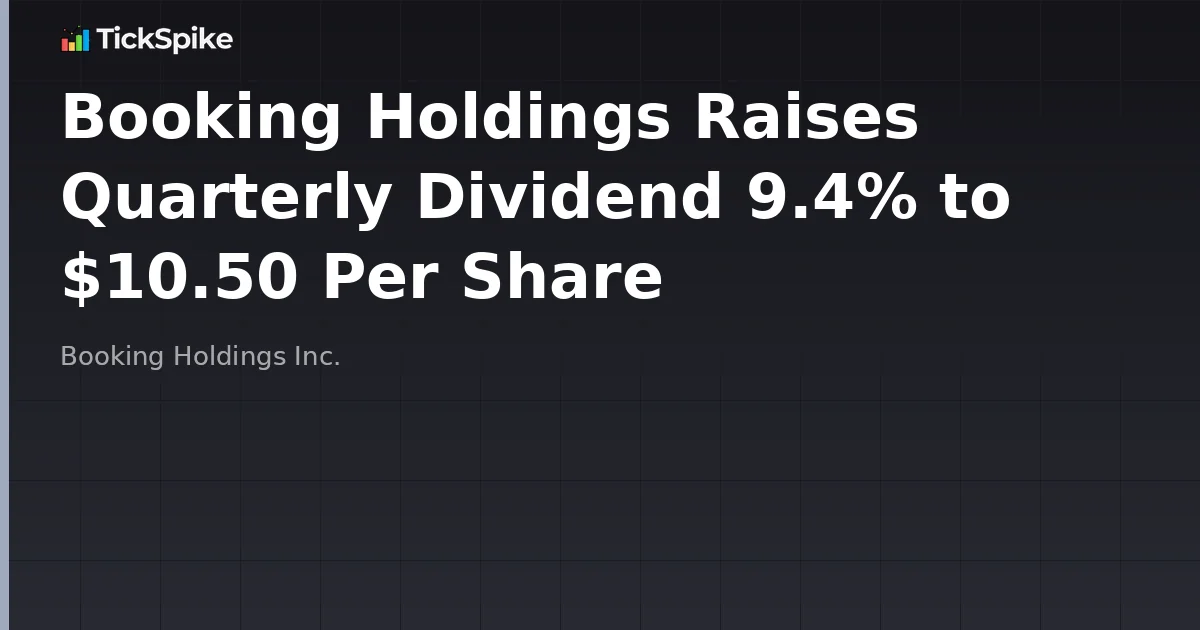 Booking Holdings Raises Quarterly Dividend 9.4% to $10.50 Per Share