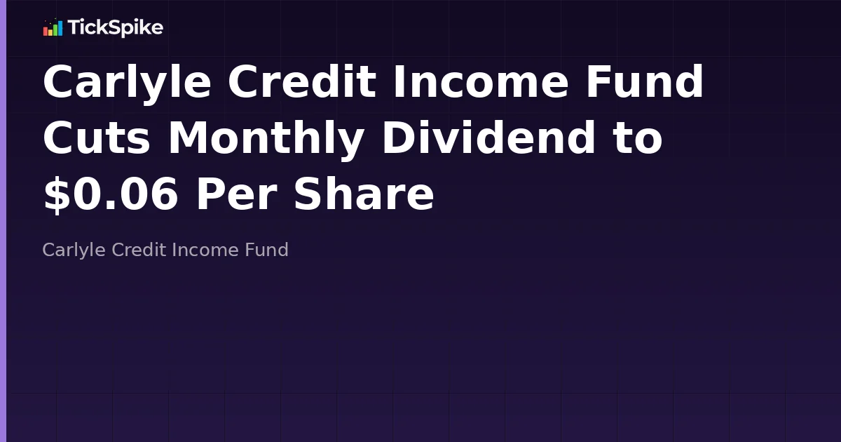 Carlyle Credit Income Fund Cuts Monthly Dividend to $0.06 Per Share