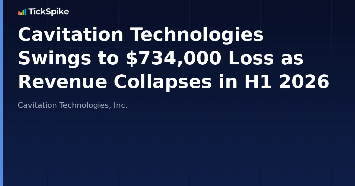 Cavitation Technologies Swings to $734,000 Loss as Revenue Collapses in H1 2026