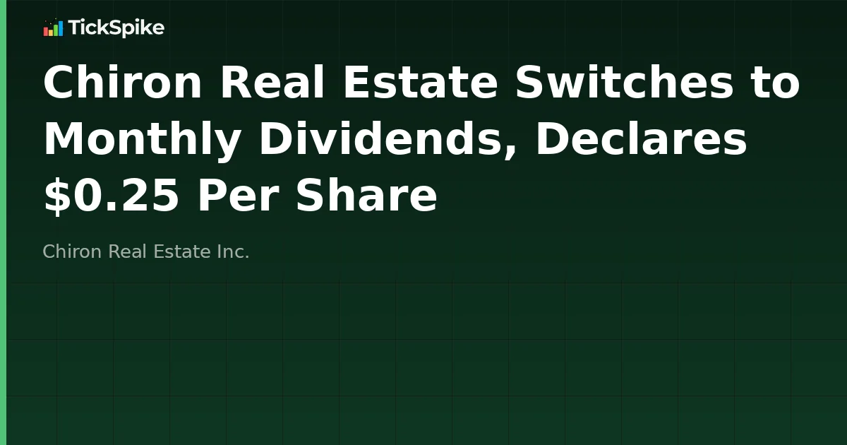 Chiron Real Estate Switches to Monthly Dividends, Declares $0.25 Per Share