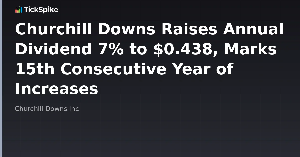 Churchill Downs Raises Annual Dividend 7% to $0.438, Marks 15th Consecutive Year of Increases