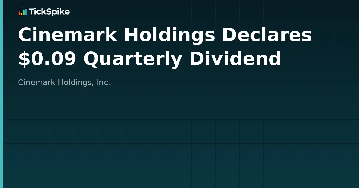 Cinemark Holdings Declares $0.09 Quarterly Dividend