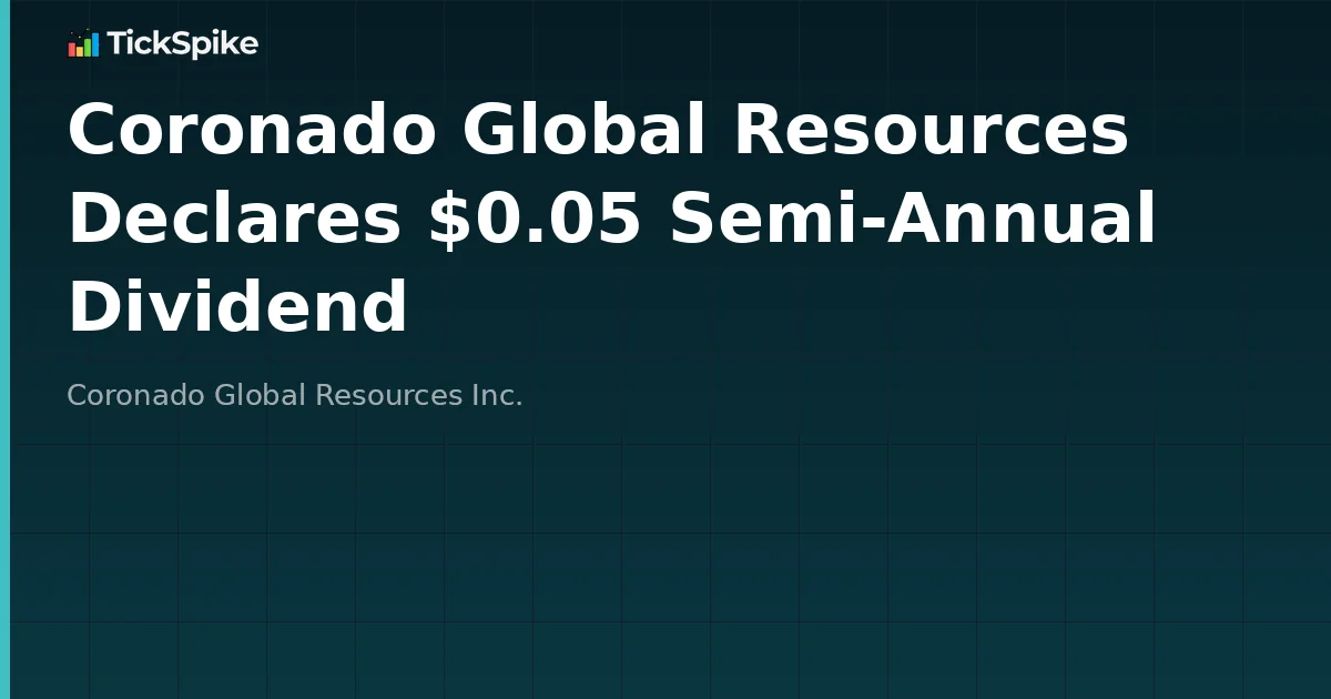 Coronado Global Resources Declares $0.05 Semi-Annual Dividend