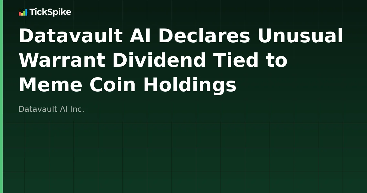 Datavault AI Declares Unusual Warrant Dividend Tied to Meme Coin Holdings