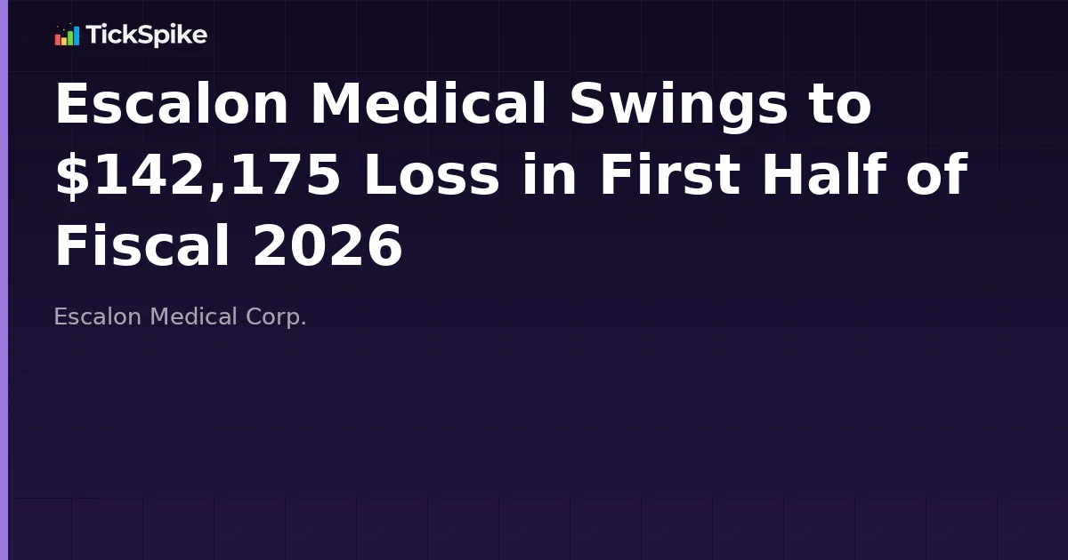Escalon Medical Swings to $142,175 Loss in First Half of Fiscal 2026