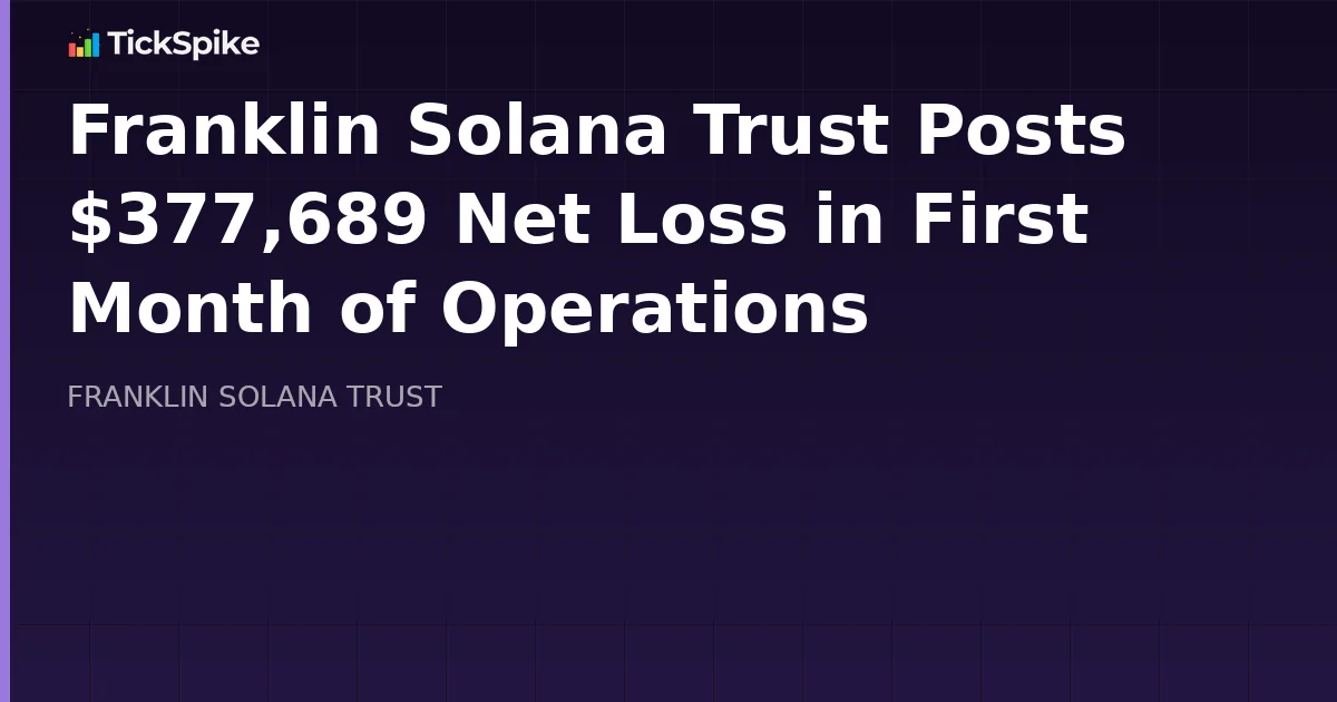 Franklin Solana Trust Posts $377,689 Net Loss in First Month of Operations