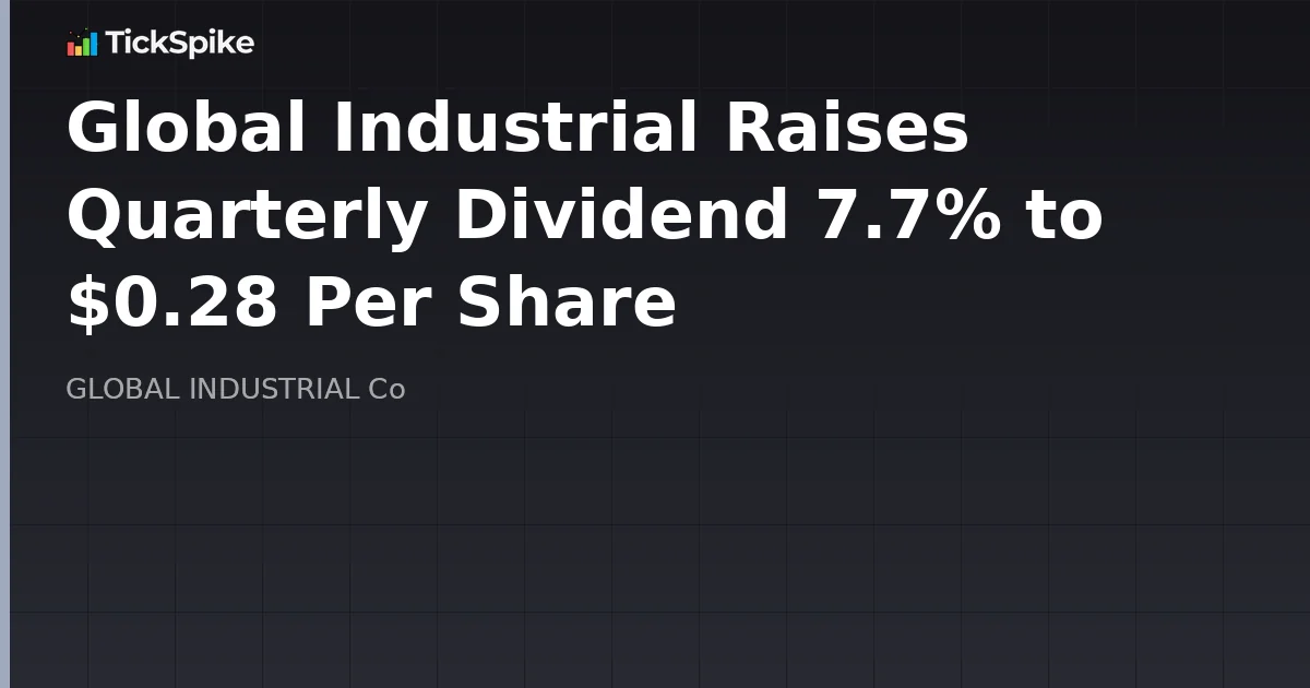 Global Industrial Raises Quarterly Dividend 7.7% to $0.28 Per Share