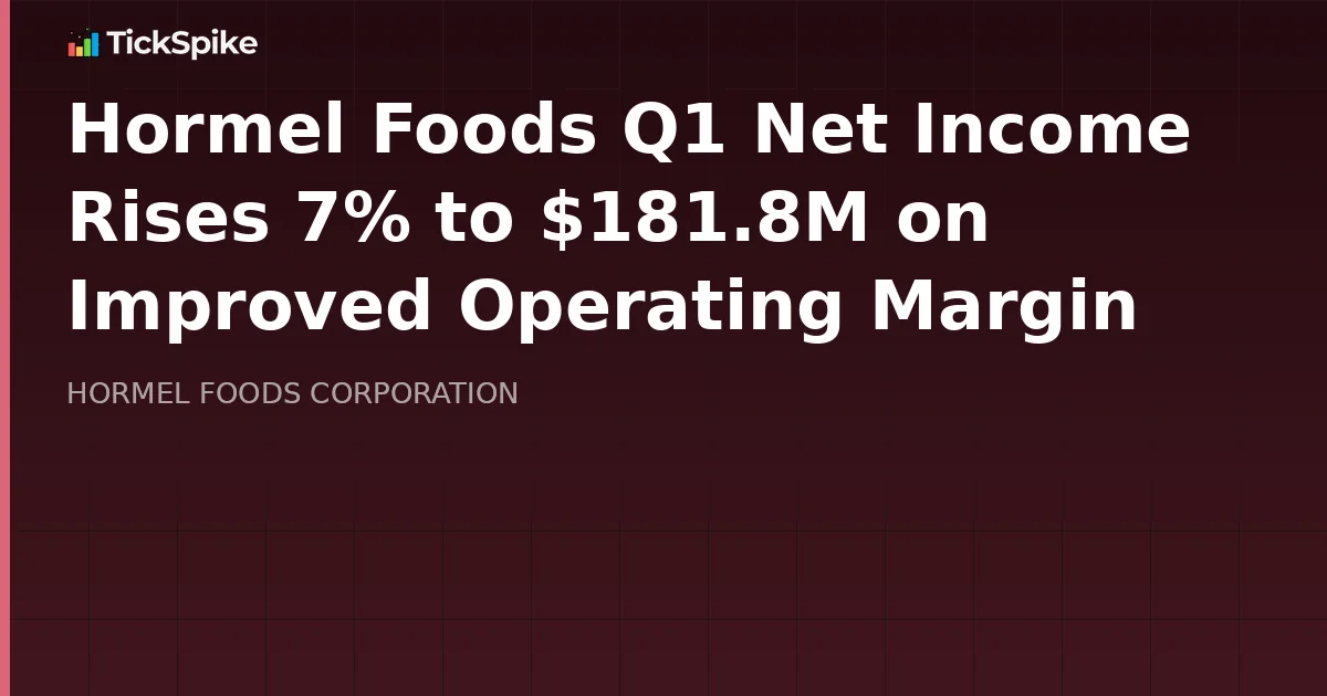 Hormel Foods Q1 Net Income Rises 7% to $181.8M on Improved Operating Margin