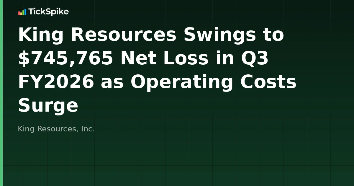 King Resources Swings to $745,765 Net Loss in Q3 FY2026 as Operating Costs Surge