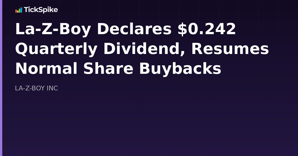 La-Z-Boy Declares $0.242 Quarterly Dividend, Resumes Normal Share Buybacks