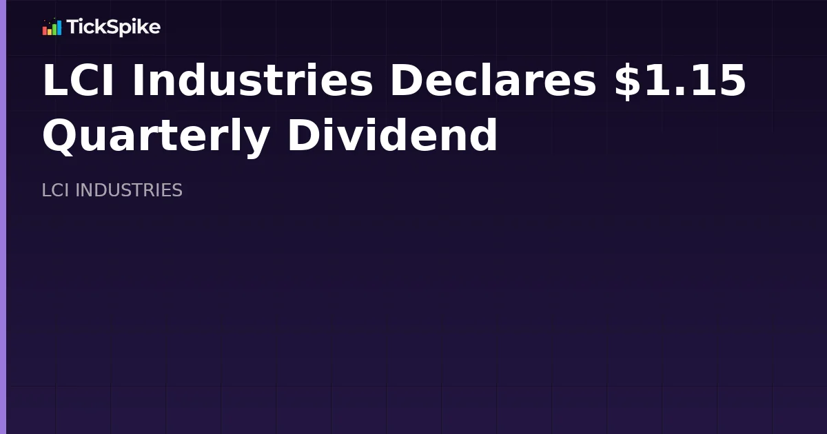 LCI Industries Declares $1.15 Quarterly Dividend