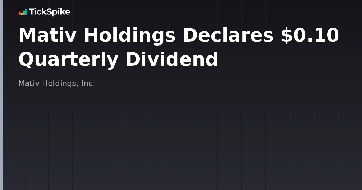 Mativ Holdings Declares $0.10 Quarterly Dividend