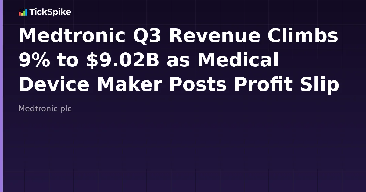 Medtronic Q3 Revenue Climbs 9% to $9.02B as Medical Device Maker Posts Profit Slip