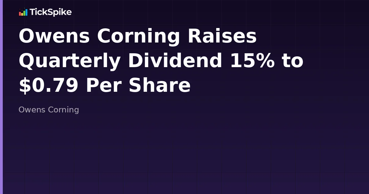 Owens Corning Raises Quarterly Dividend 15% to $0.79 Per Share