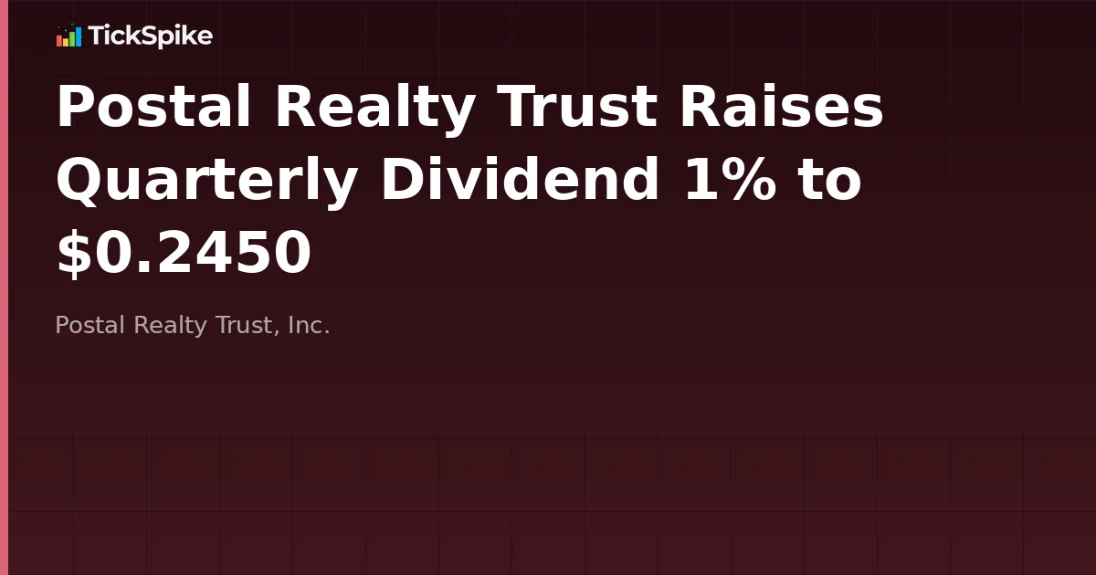 Postal Realty Trust Raises Quarterly Dividend 1% to $0.2450