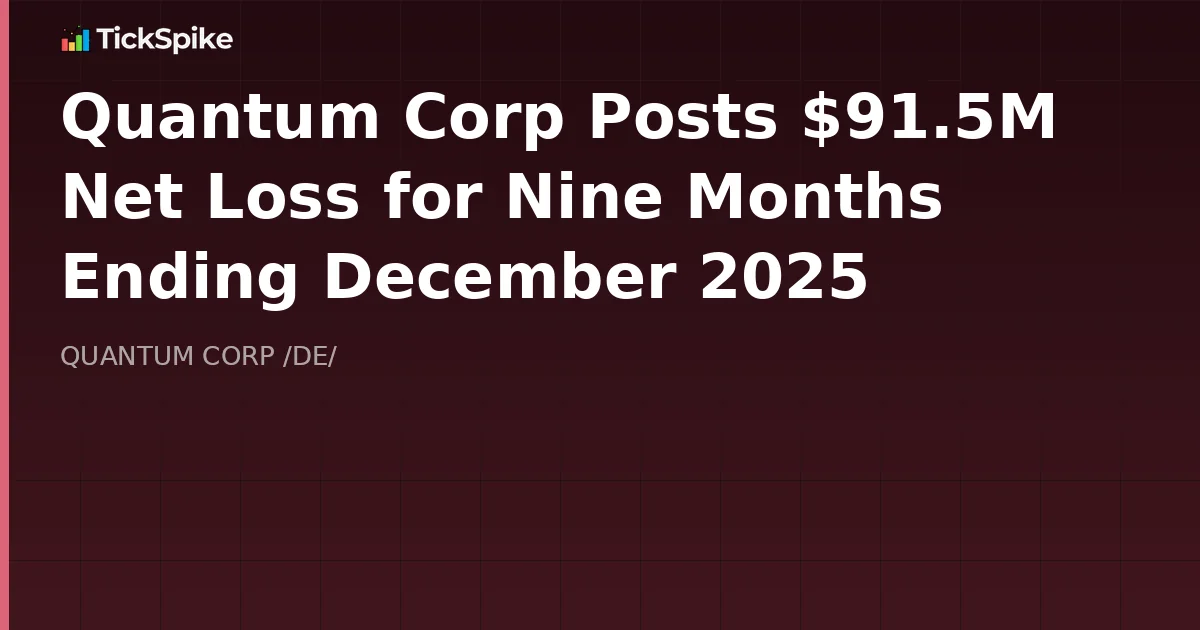 Quantum Corp Posts $91.5M Net Loss for Nine Months Ending December 2025
