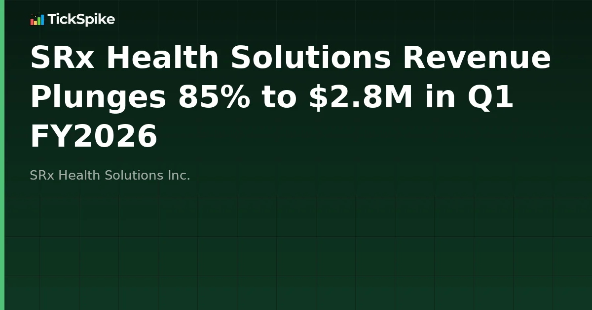 SRx Health Solutions Revenue Plunges 85% to $2.8M in Q1 FY2026