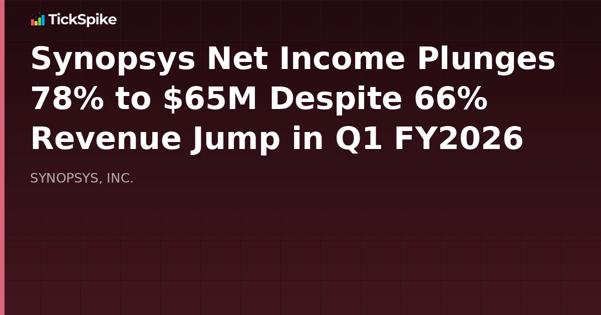 Synopsys Net Income Plunges 78% to $65M Despite 66% Revenue Jump in Q1 FY2026