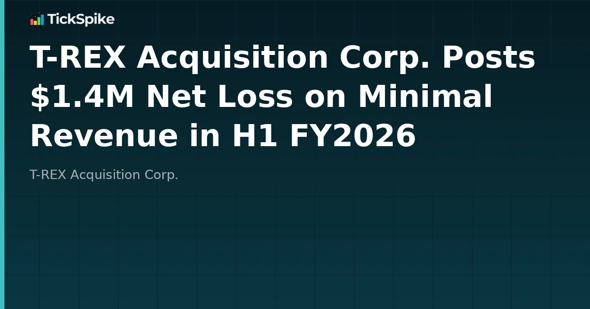 T-REX Acquisition Corp. Posts $1.4M Net Loss on Minimal Revenue in H1 FY2026