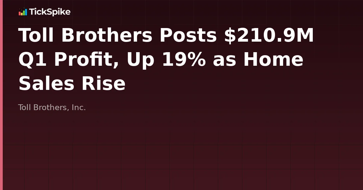 Toll Brothers Posts $210.9M Q1 Profit, Up 19% as Home Sales Rise
