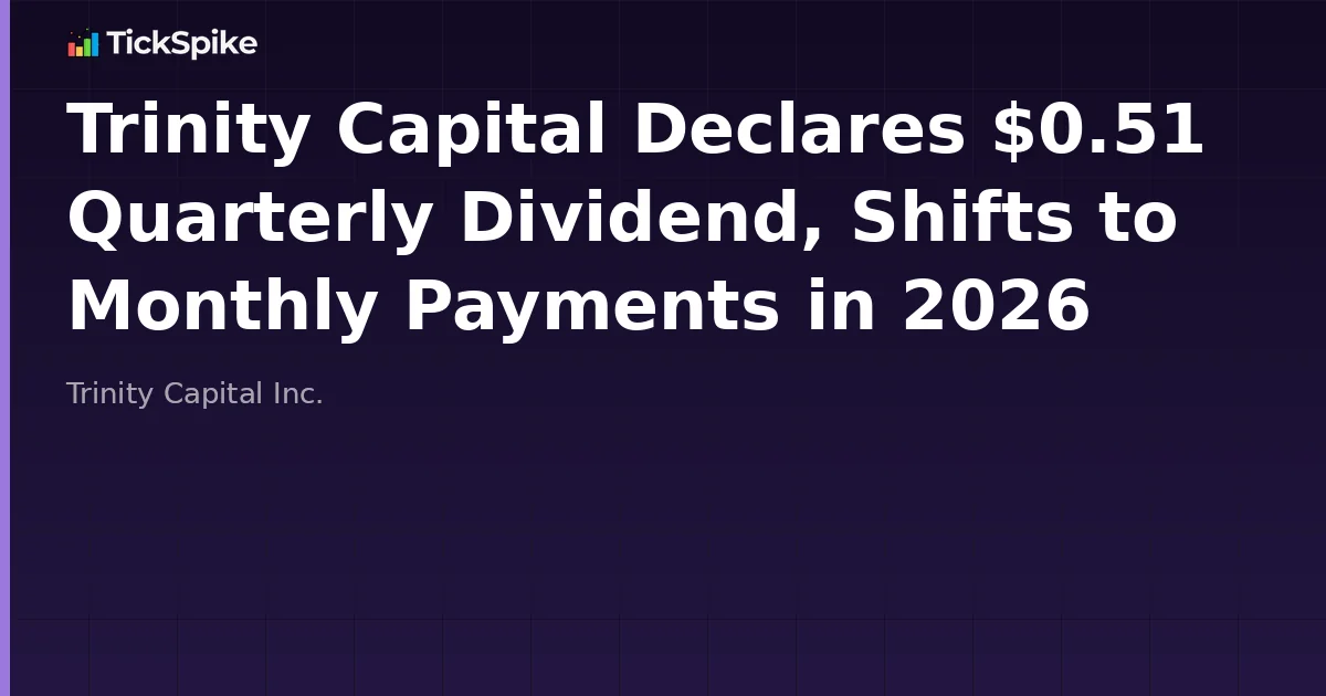 Trinity Capital Declares $0.51 Quarterly Dividend, Shifts to Monthly Payments in 2026