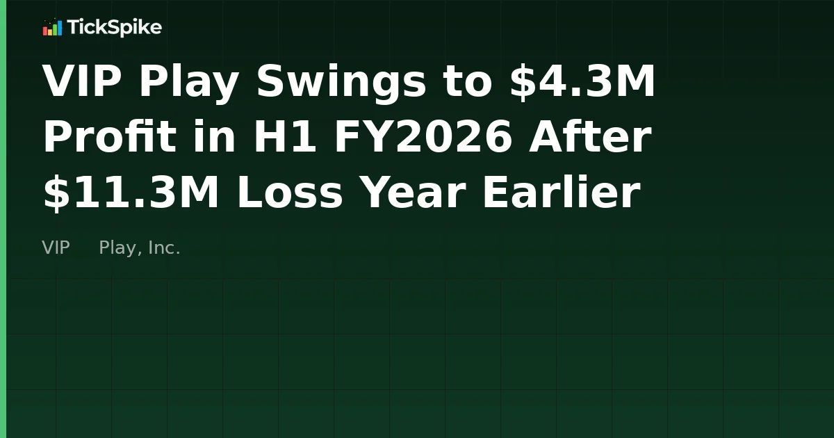 VIP Play Swings to $4.3M Profit in H1 FY2026 After $11.3M Loss Year Earlier