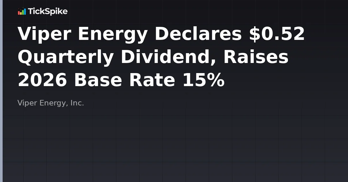 Viper Energy Declares $0.52 Quarterly Dividend, Raises 2026 Base Rate 15%
