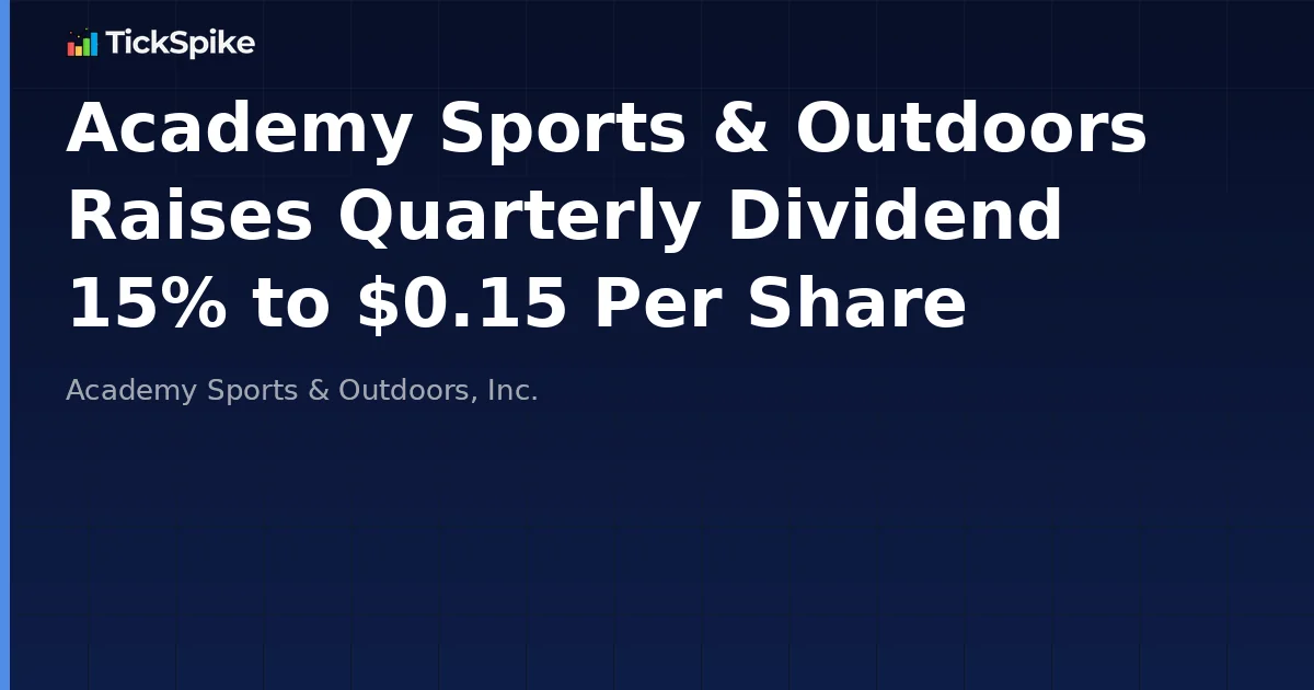 Academy Sports & Outdoors Raises Quarterly Dividend 15% to $0.15 Per Share