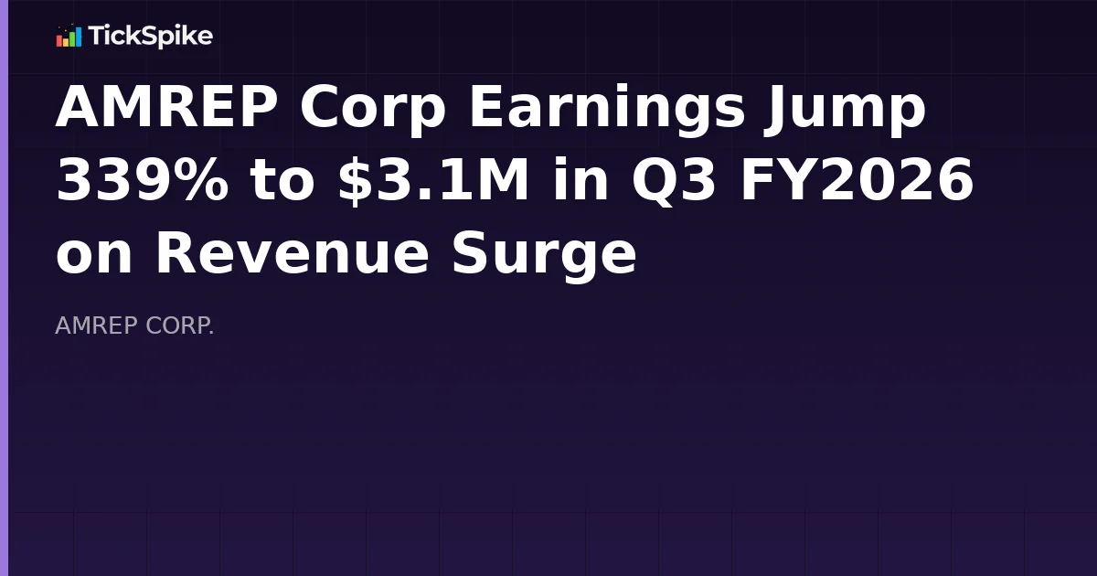 AMREP Corp Earnings Jump 339% to $3.1M in Q3 FY2026 on Revenue Surge