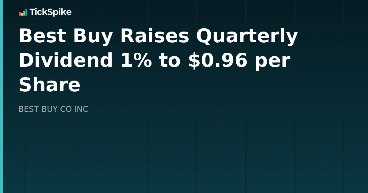 Best Buy Raises Quarterly Dividend 1% to $0.96 per Share