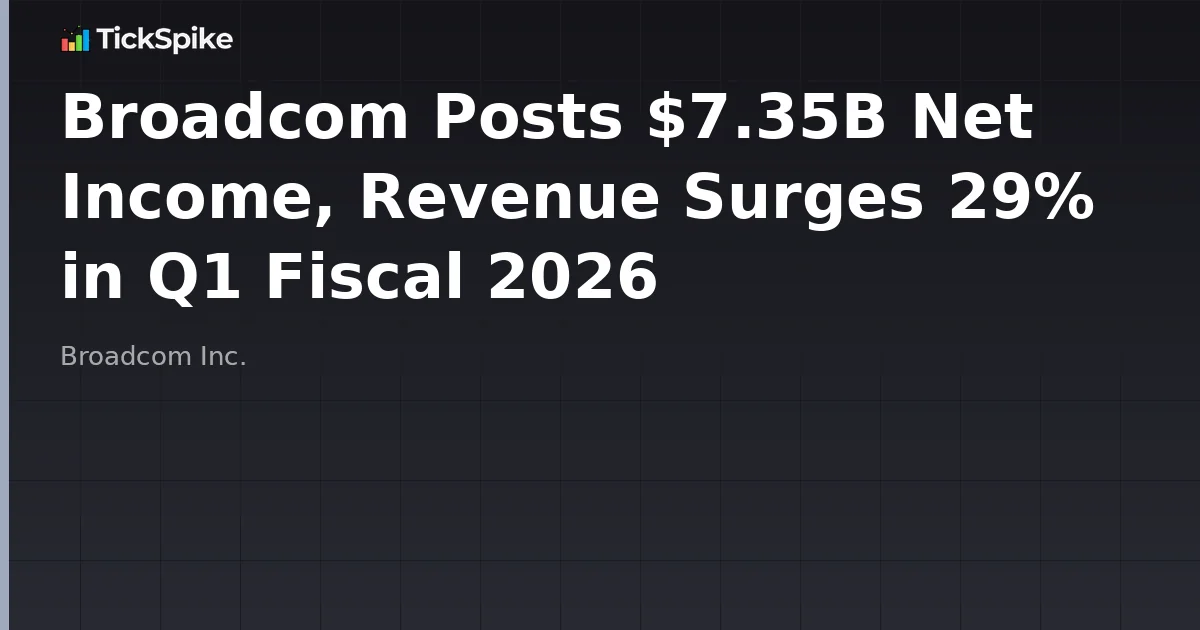 Broadcom Posts $7.35B Net Income, Revenue Surges 29% in Q1 Fiscal 2026