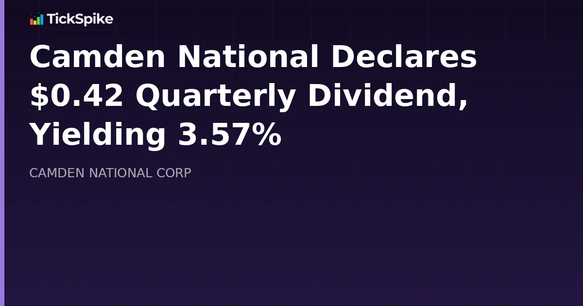 Camden National Declares $0.42 Quarterly Dividend, Yielding 3.57%