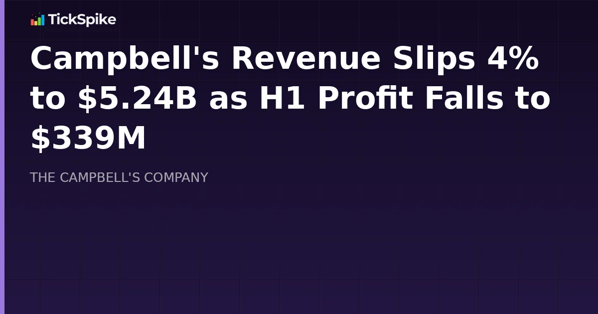 Campbell's Revenue Slips 4% to $5.24B as H1 Profit Falls to $339M