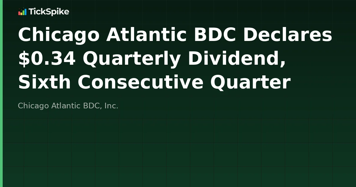 Chicago Atlantic BDC Declares $0.34 Quarterly Dividend, Sixth Consecutive Quarter