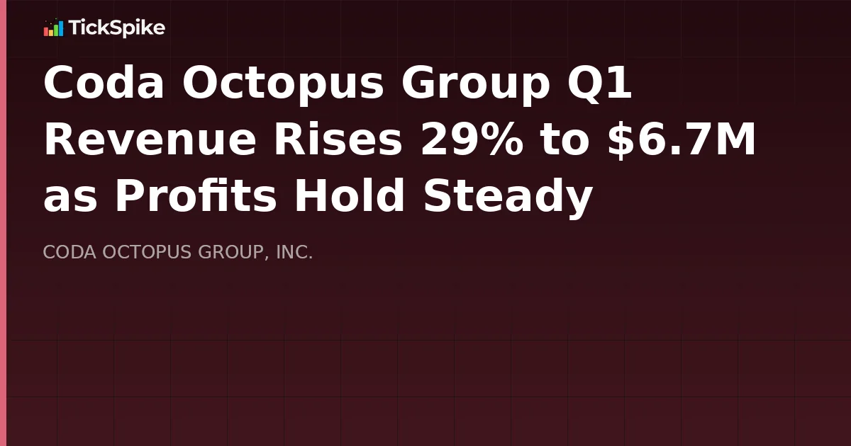 Coda Octopus Group Q1 Revenue Rises 29% to $6.7M as Profits Hold Steady