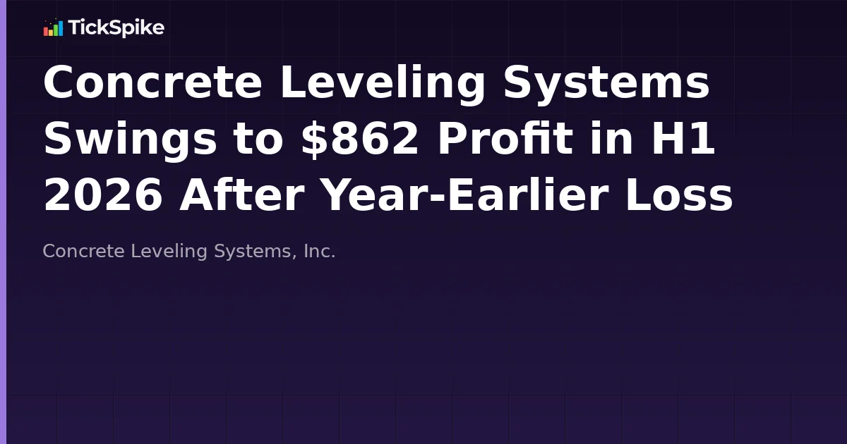 Concrete Leveling Systems Swings to $862 Profit in H1 2026 After Year-Earlier Loss