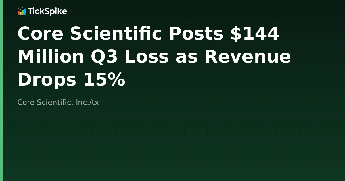 Core Scientific Posts $144 Million Q3 Loss as Revenue Drops 15%