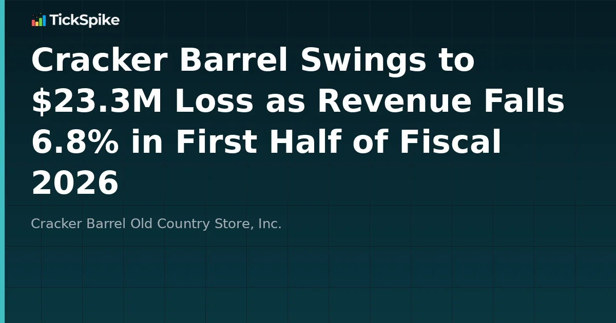 Cracker Barrel Swings to $23.3M Loss as Revenue Falls 6.8% in First Half of Fiscal 2026