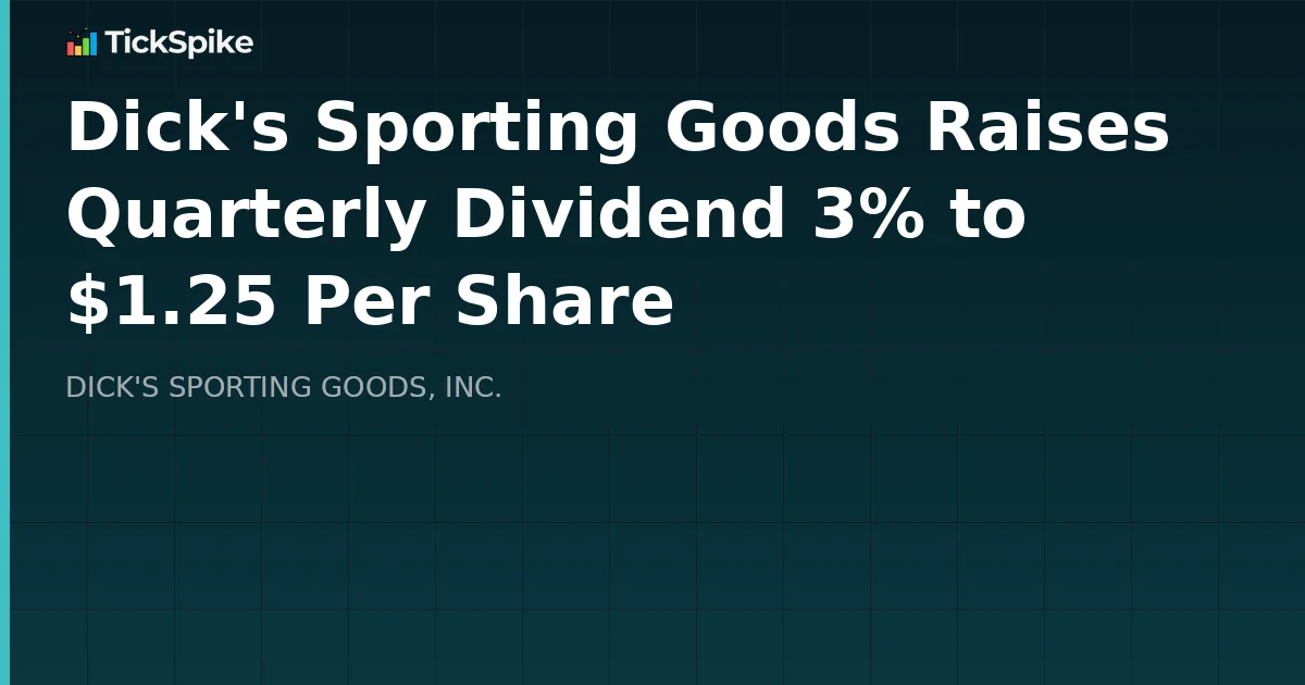 Dick's Sporting Goods Raises Quarterly Dividend 3% to $1.25 Per Share