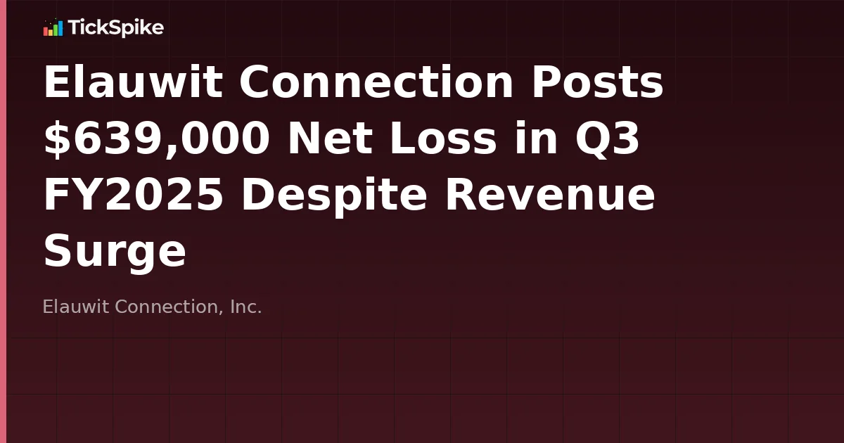 Elauwit Connection Posts $639,000 Net Loss in Q3 FY2025 Despite Revenue Surge