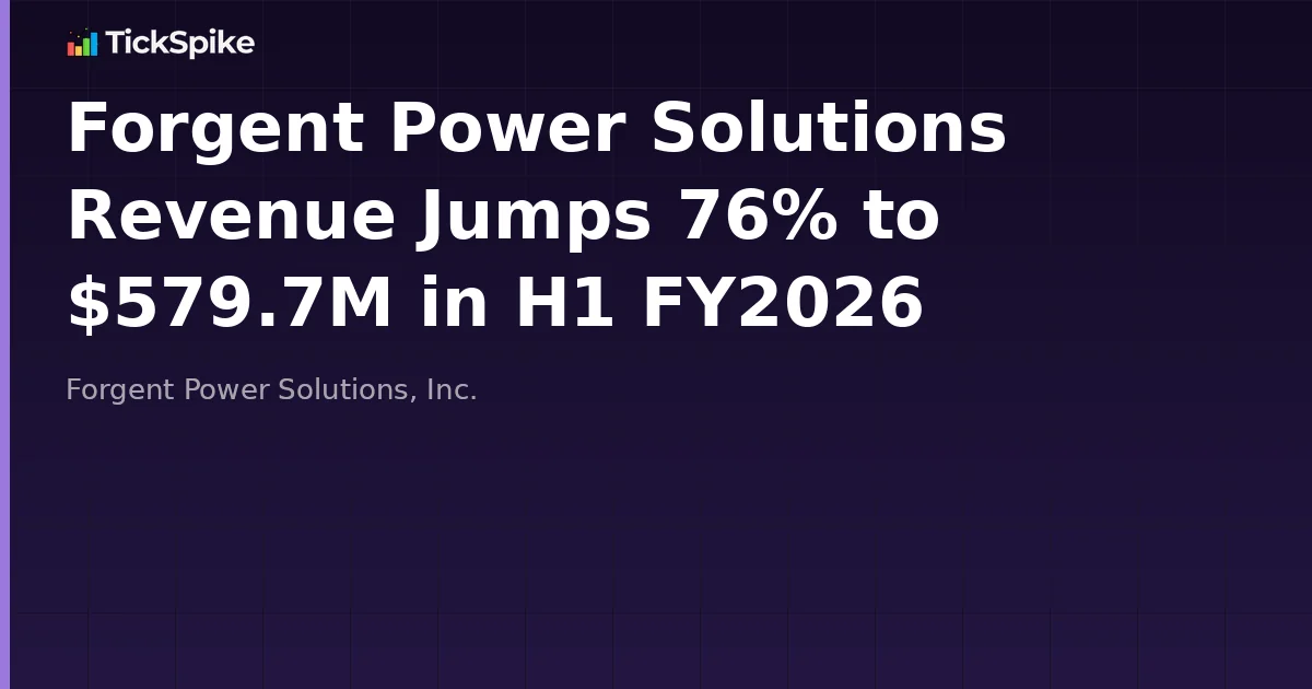 Forgent Power Solutions Revenue Jumps 76% to $579.7M in H1 FY2026