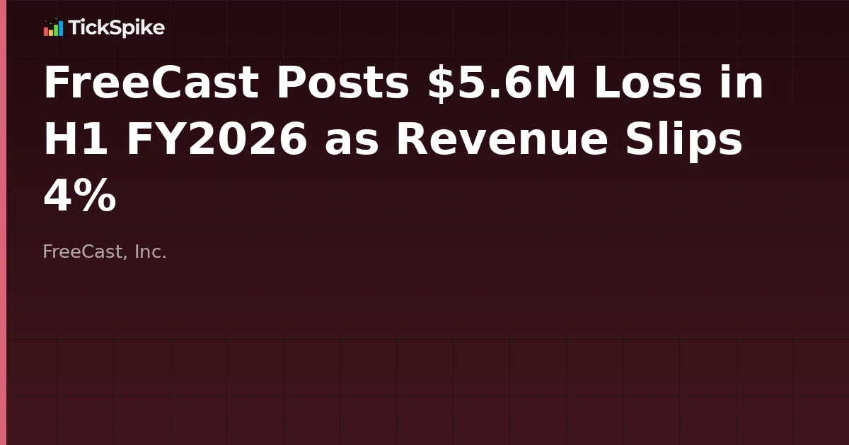 FreeCast Posts $5.6M Loss in H1 FY2026 as Revenue Slips 4%