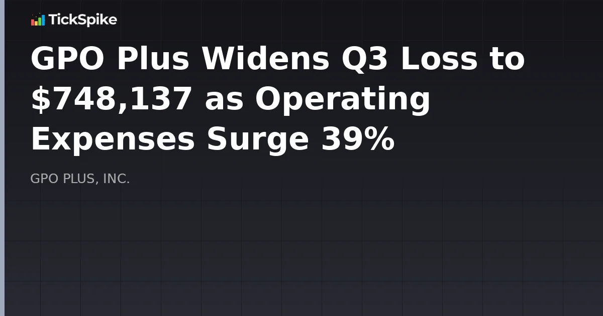 GPO Plus Widens Q3 Loss to $748,137 as Operating Expenses Surge 39%