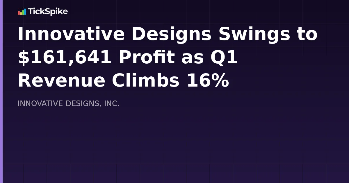 Innovative Designs Swings to $161,641 Profit as Q1 Revenue Climbs 16%